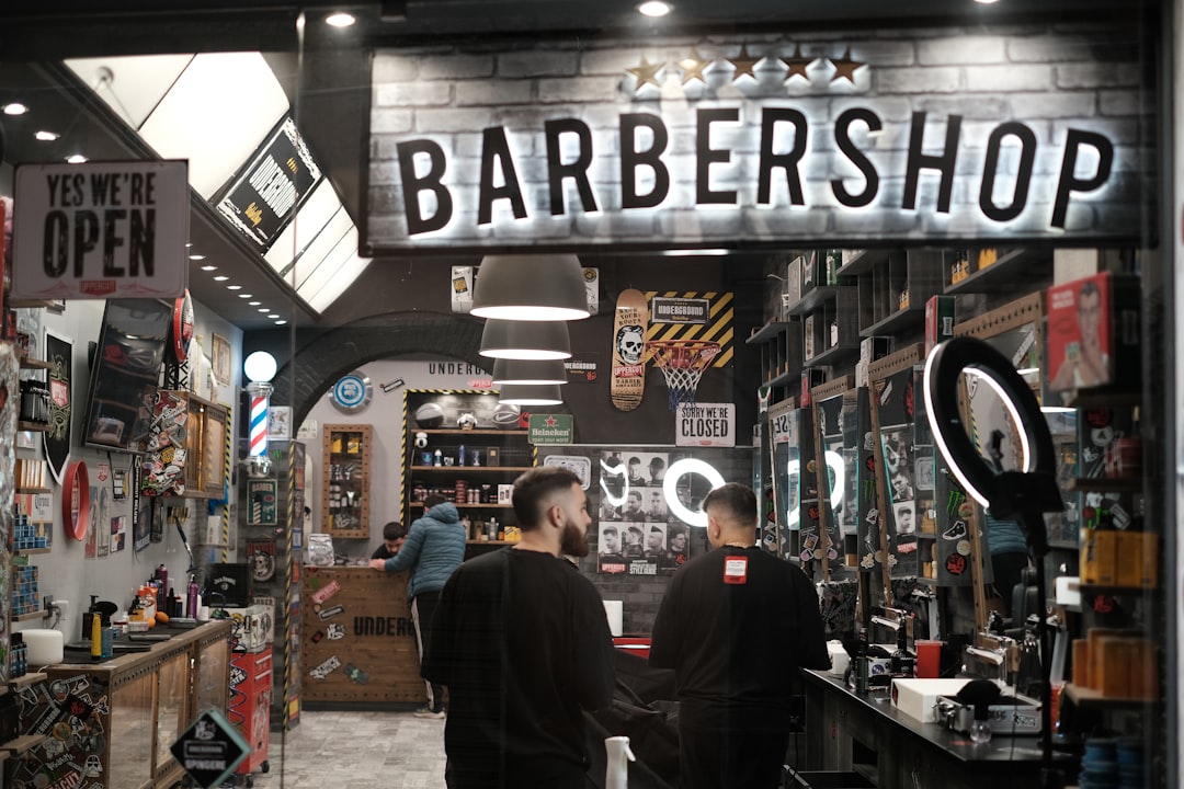 A barbershop entrance